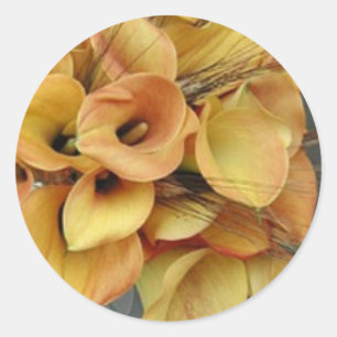 Golden Calla Lilies Sticker/Sälar Runt Klistermärke