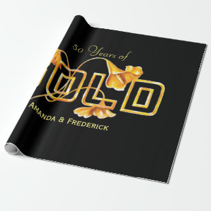 Golden Calla Lily 50:e Bröllop-årsdagen Anpassning Presentpapper