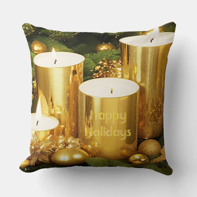 Golden Candles-julen Helgdag Dekorativ kudde (Framsida)