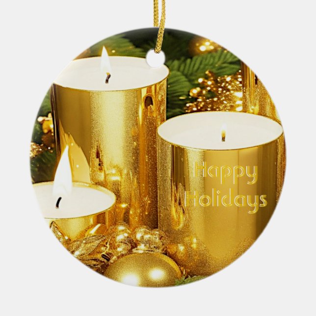 Golden Candles-julens Helgdag Ornament (Framsidan)