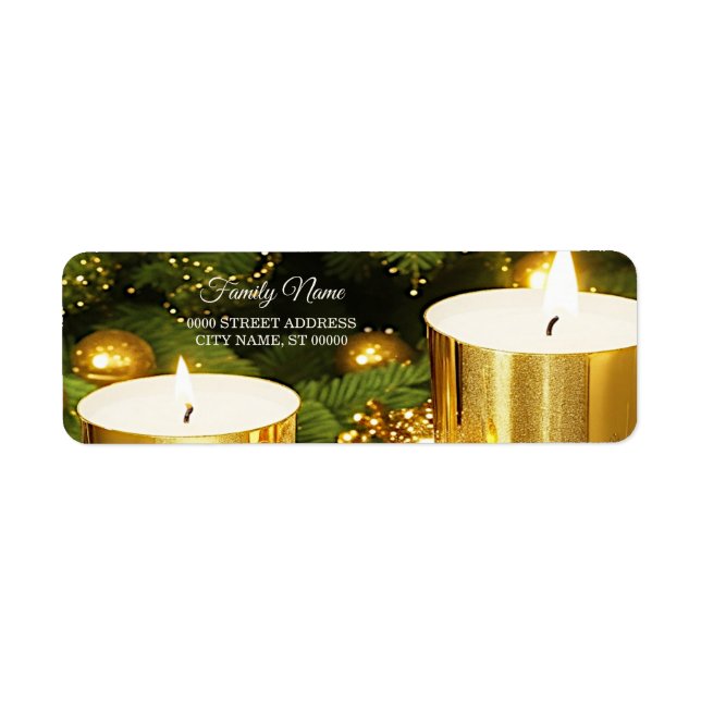 Golden Candles julretur - etikett Returadress Etikett (Framsidan)