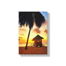 Golden Caribbean Sunset - Kanvastrycket Beach Hut