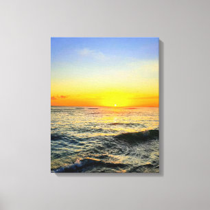 Golden Caribbean Sunset Stretched Canvas Wall Art