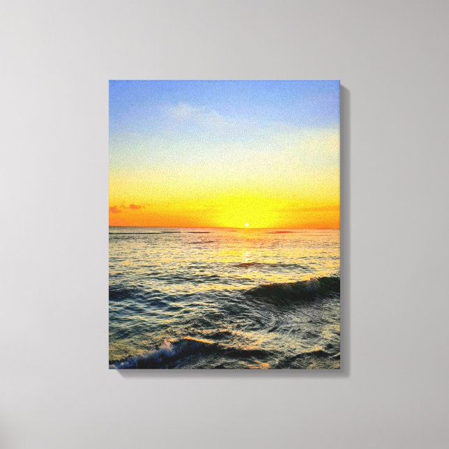 Golden Caribbean Sunset Stretched Canvas Wall Art (Framsida)