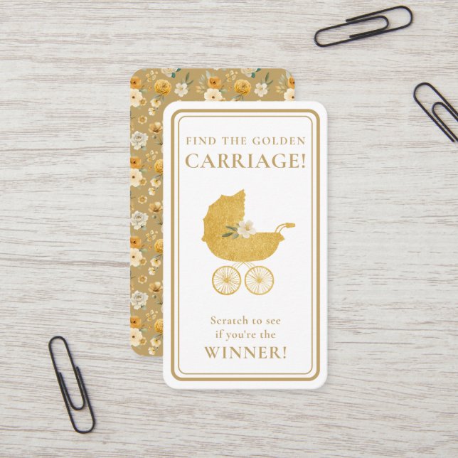 Golden Carriage Scratch-Off Game Card - Winner Visitkort (Fram/Back In Situ)