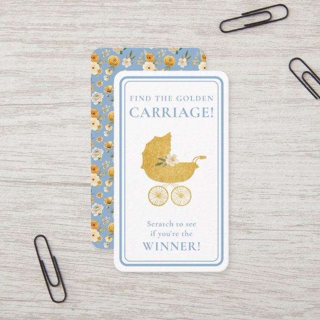 Golden Carriage Scratch-Off Winner Baby Blue Game  Visitkort (Fram/Back In Situ)