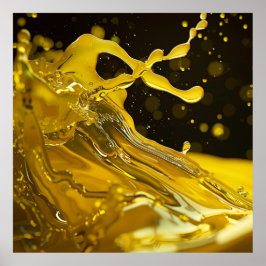 Golden Cascade Liquid Art Poste Poster