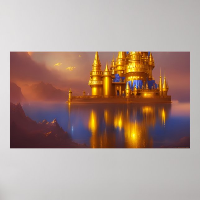 Golden Castle guld, blå fantasi 3 Poster (Framsidan)