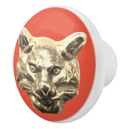 Golden Cat – goldene Katze – vergoldeter Kater Knopp