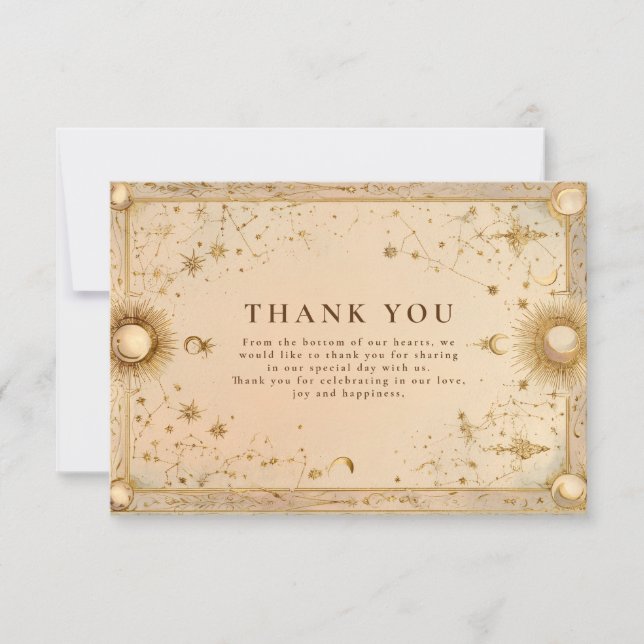 Golden Celestial Baroque Wedding Tack Kort (Framsida)