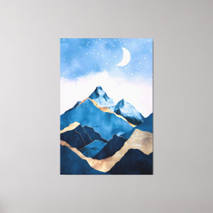 Golden Celestial Peaks Watercolor Canvastryck