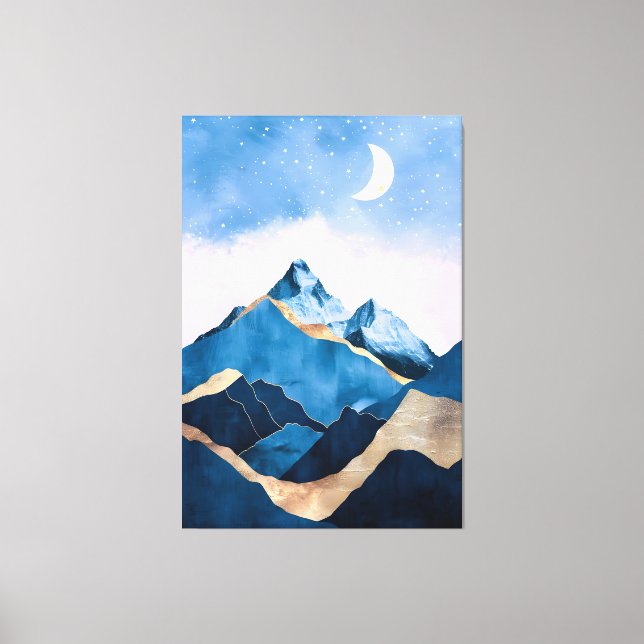 Golden Celestial Peaks Watercolor Canvastryck (Framsida)