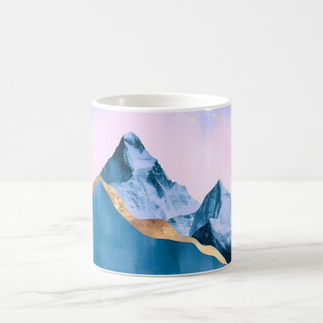 Golden Celestial Peaks Watercolor Kaffemugg (Center)