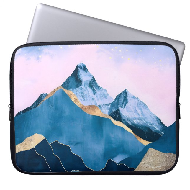 Golden Celestial Peaks Watercolor Laptop Fodral (Framsidan)
