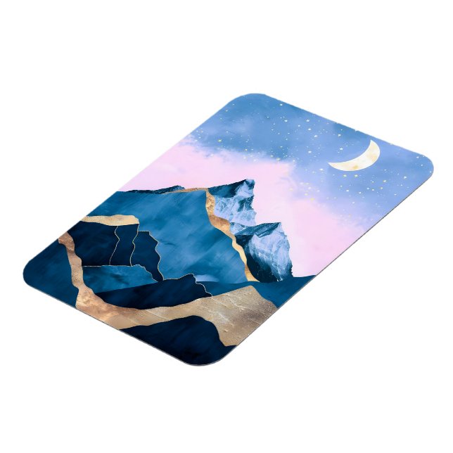 Golden Celestial Peaks Watercolor Magnet (Vänstra Sidan)