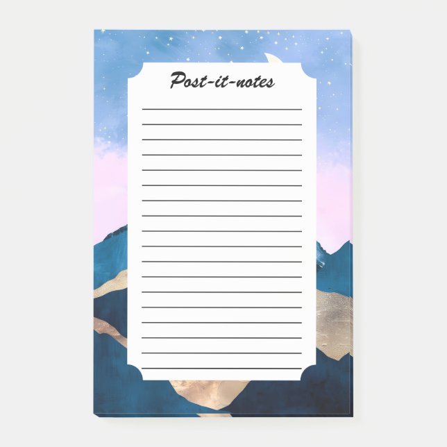 Golden Celestial Peaks Watercolor Post-it Block (Framsida)