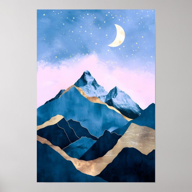 Golden Celestial Peaks Watercolor Poster (Framsidan)