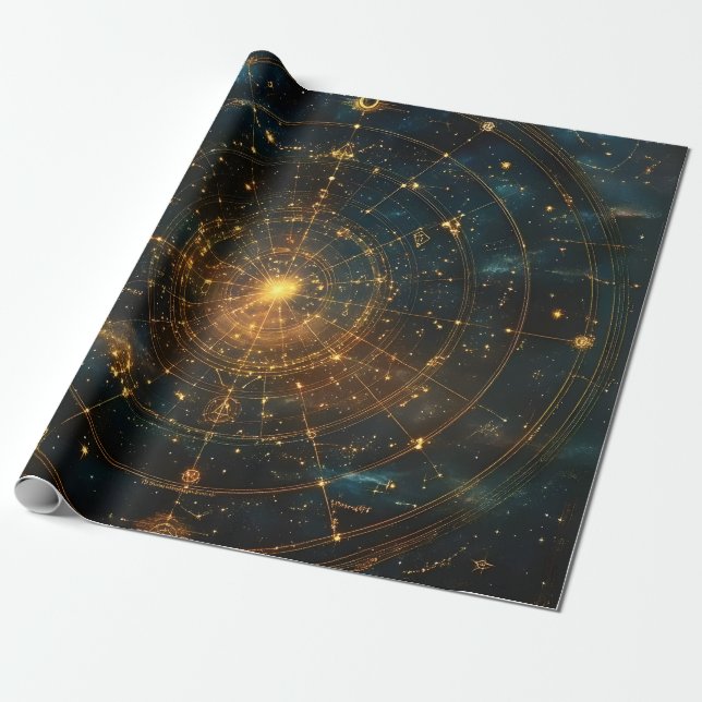Golden Celestial Star Karta (3) Presentpapper (Utrullad)