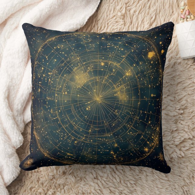 Golden Celestial Star Karta (4) Kudde (Filt)