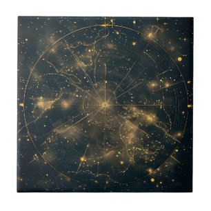 Golden Celestial Star Karta (5) Kakelplatta