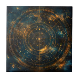 Golden Celestial Star Karta Kakelplatta