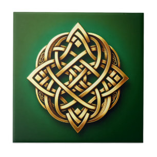 Golden Celtic Knot on Grönt Kakelplatta