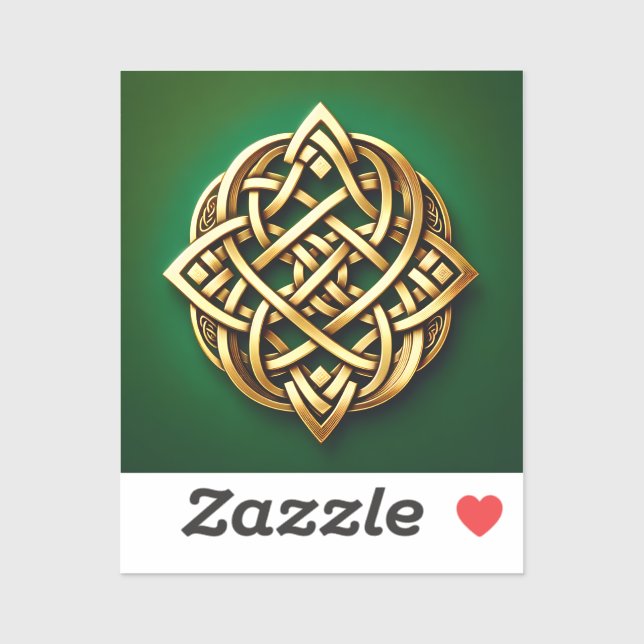 Golden Celtic Knot on Grönt Klistermärken (Ark)