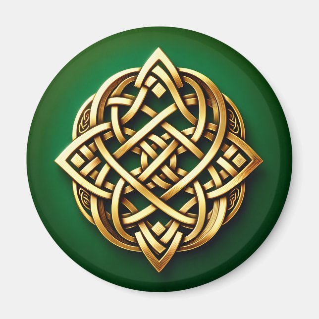 Golden Celtic Knot on Grönt Magnet (Framsidan)