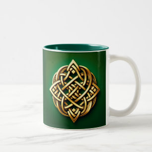 Golden Celtic Knot on Grönt Två-Tonad Mugg
