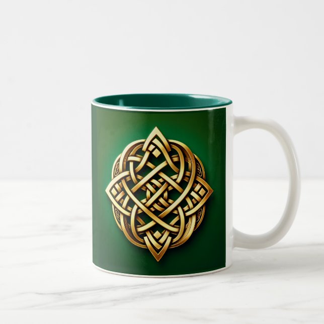 Golden Celtic Knot on Grönt Två-Tonad Mugg (Höger)