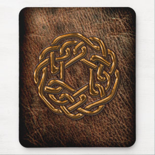 Golden celtic knot on Läder Musmatta