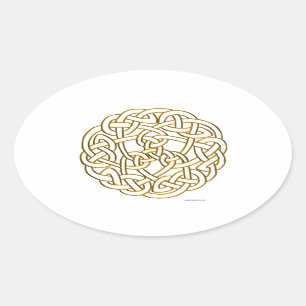 Golden Celtic Knot Ovalt Klistermärke