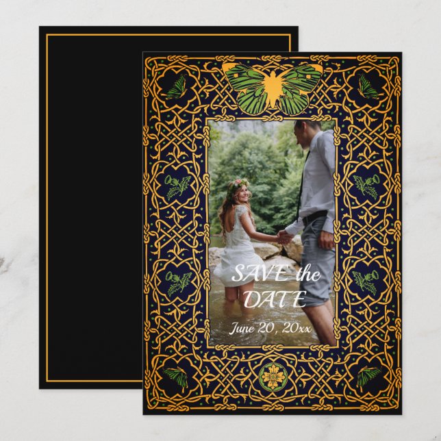 Golden Celtic Knot Save Date Inbjudningar (Fram/baksida)