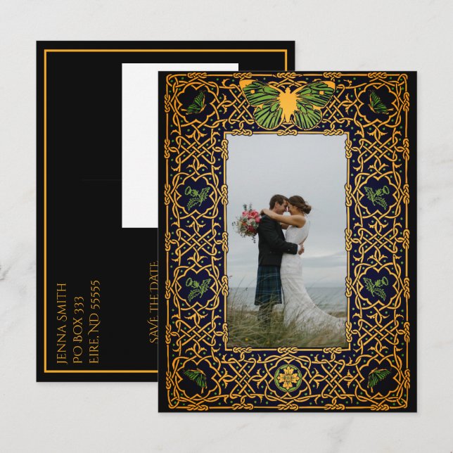 Golden Celtic Knot Spara datum meddelande Post Vykort (Fram/baksida)