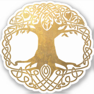 Golden Celtic Livets träd Klistermärken
