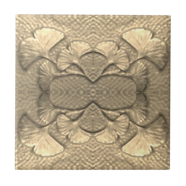 Golden Ceramic Gingko Tile Kakelplatta (Framsidan)