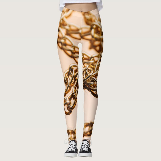 Golden Chains, Reflective Yta Luxury. Leggings (Framsida)