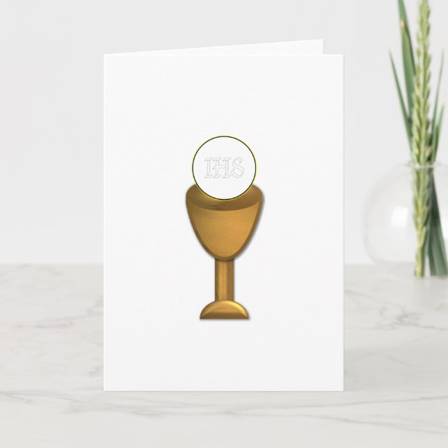 Golden Chalice and Host - Heliga Communion Kort (Framsida)