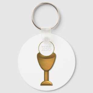 Golden Chalice and Host - Heliga Communion Nyckelring