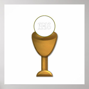 Golden Chalice and Host - Heliga Communion Poster