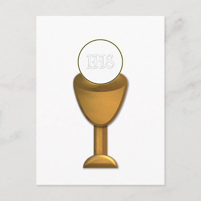 Golden Chalice and Host - Heliga Communion Vykort (Framsida)