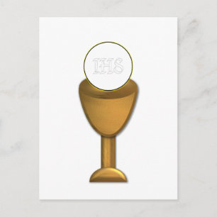 Golden Chalice and Host - Heliga Communion Vykort