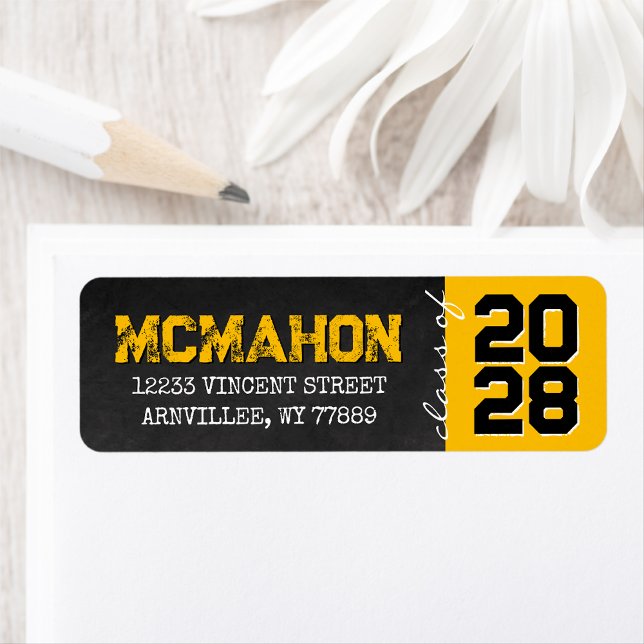 Golden Chalkboard Studenten Returadress Etikett (Matching Envelopes, Return Address Labels & Envelope Seals)