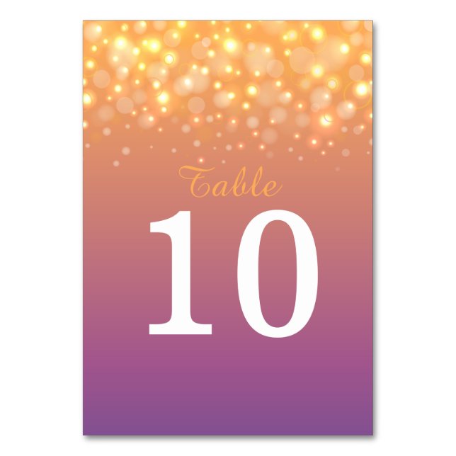 Golden champagne bubbles Bröllop bordsnummer (Framsidan)