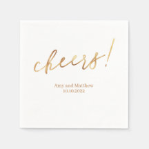 Golden Cheers, Namn Date White Background