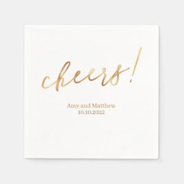 Golden Cheers, Namn Date White Background Pappersservett