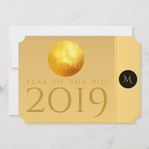 Golden Chinese Gris Papercut 2019 Monogram Inbjuda Inbjudningar