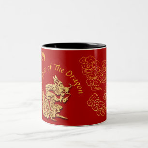 Golden Chinese Papper-cut Dragon Year 2024 2TMug Två-Tonad Mugg