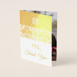 Golden Chinoiserie - tack bröllop Folierat Kort