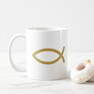 Golden Christian Fish Symbol Kaffemugg